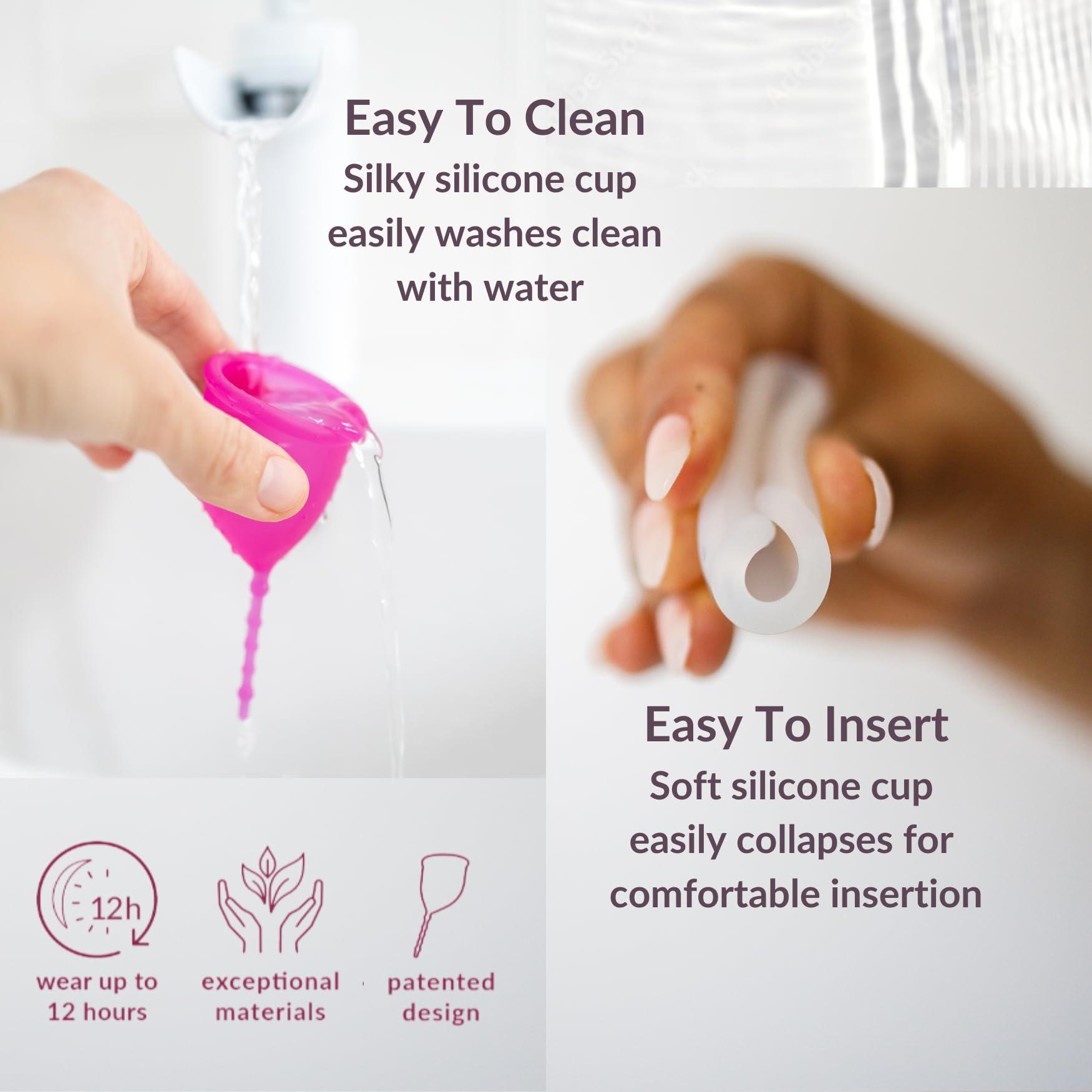 WEVOTOPIA Kind Cup | Menstrual Cups | Period Cup | Comfortable | Soft | Curved | Ergonomic | Easy to Use | Long Stem | High Cervix to Low Cervix | 100% Medical Grade Silicone Cup | USA (Small) (Aqua)