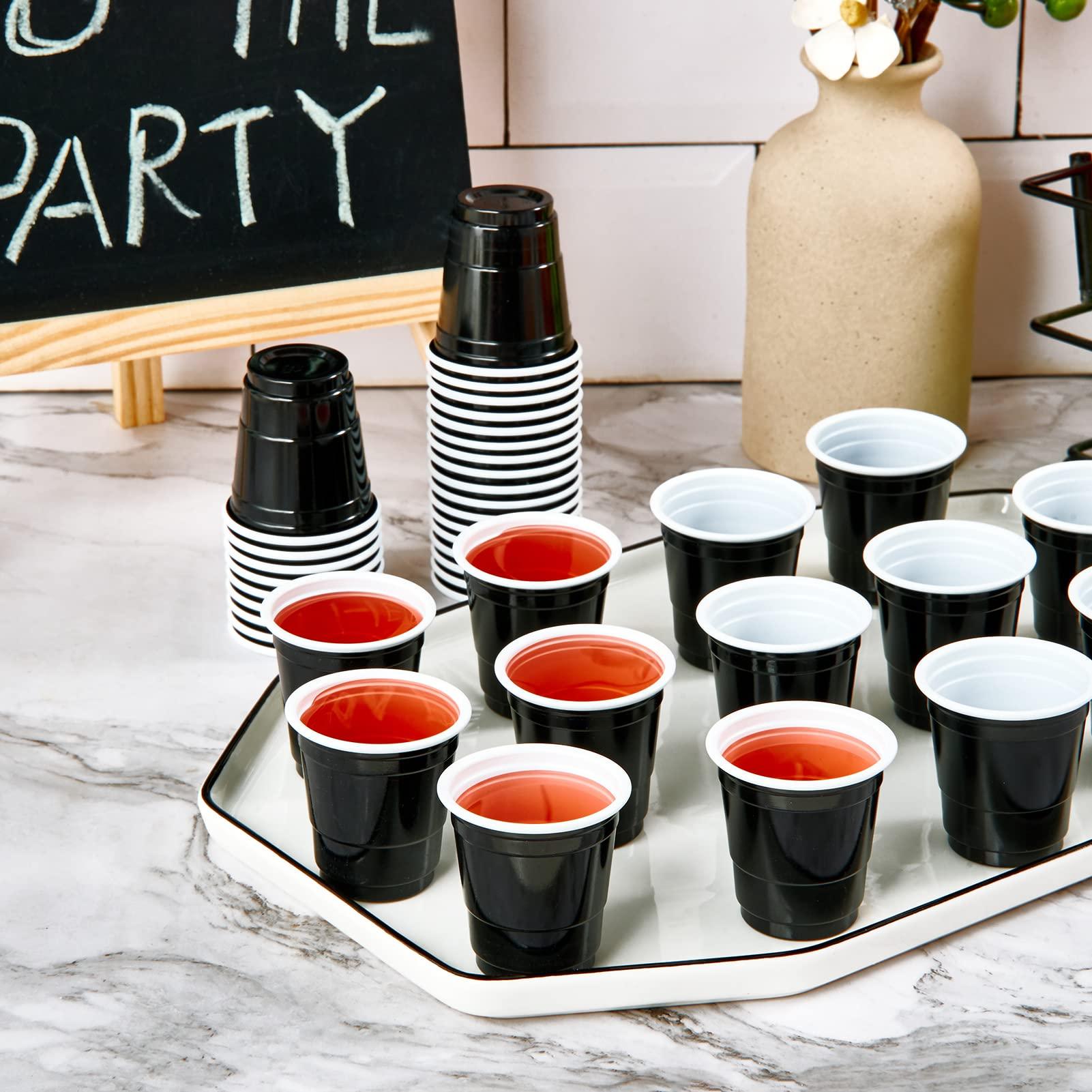Lilymicky Lilymicky 600 PACK 2 oz Plastic Shot Glasses, Mini Black Disposable Shot Cups for Parties, Carnivals, and Any Events
