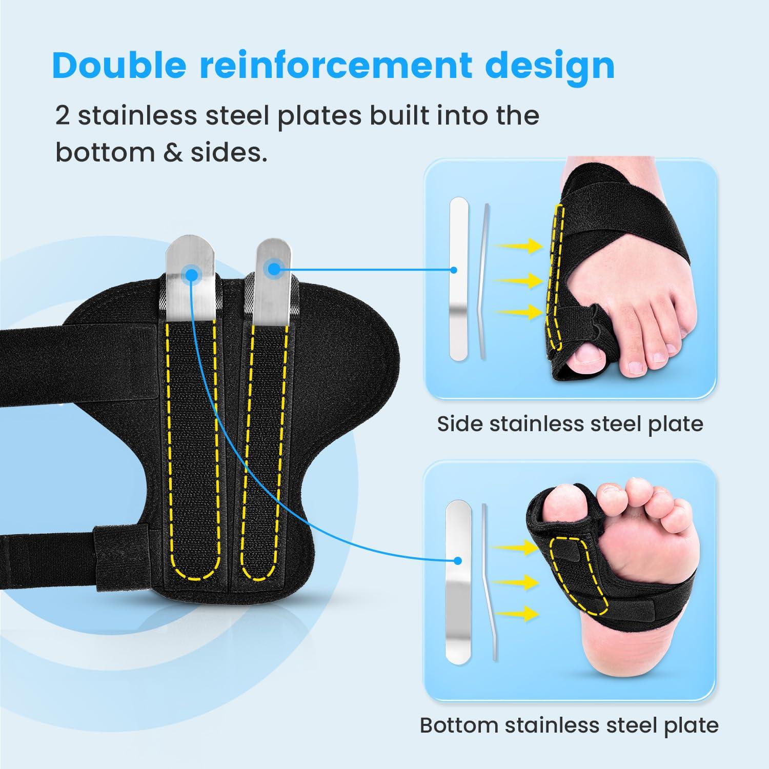 Sylong Broken Big Toe Splint Brace, Fracture Big Toe Protector for Dislocations, Injuries, Sprains, Big Toe Support with 2 Stainless Steel Plate - Right
