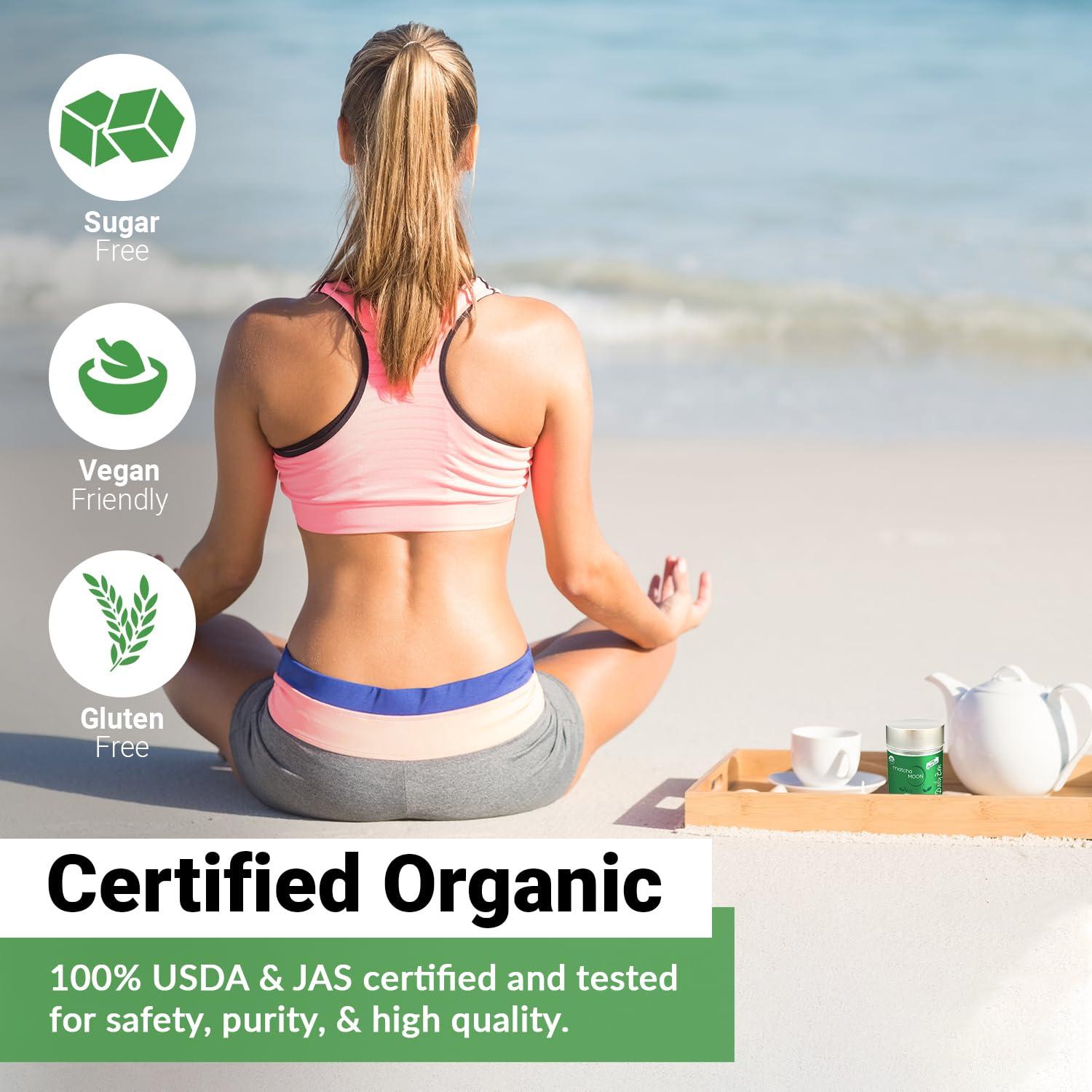 Matcha Moon Matcha Moon Daily Zen Organic Matcha Green Tea Powder - All-Purpose Cafe Grade, Bursting with Antioxidants & L-Theanine - From Uji, Kyoto Japan - 100g Value Tin