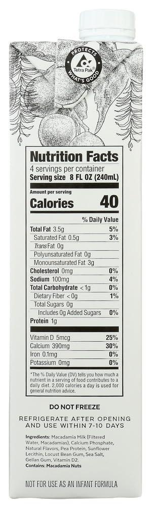 TAOindustry Milkadamia Unsweetened, Macadamia Milk, 32 Oz (3 pack)