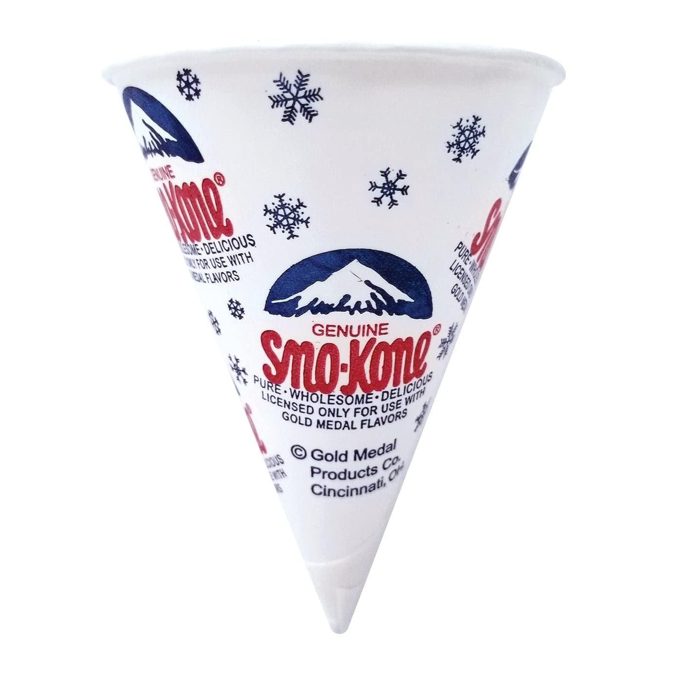 Oasis Supply Snow Cones Cups (Set of 100) - Extra Thick Dry Wax Paper Cone Cups - Snowcone Cups for Shaved Ice, Slushies, & More