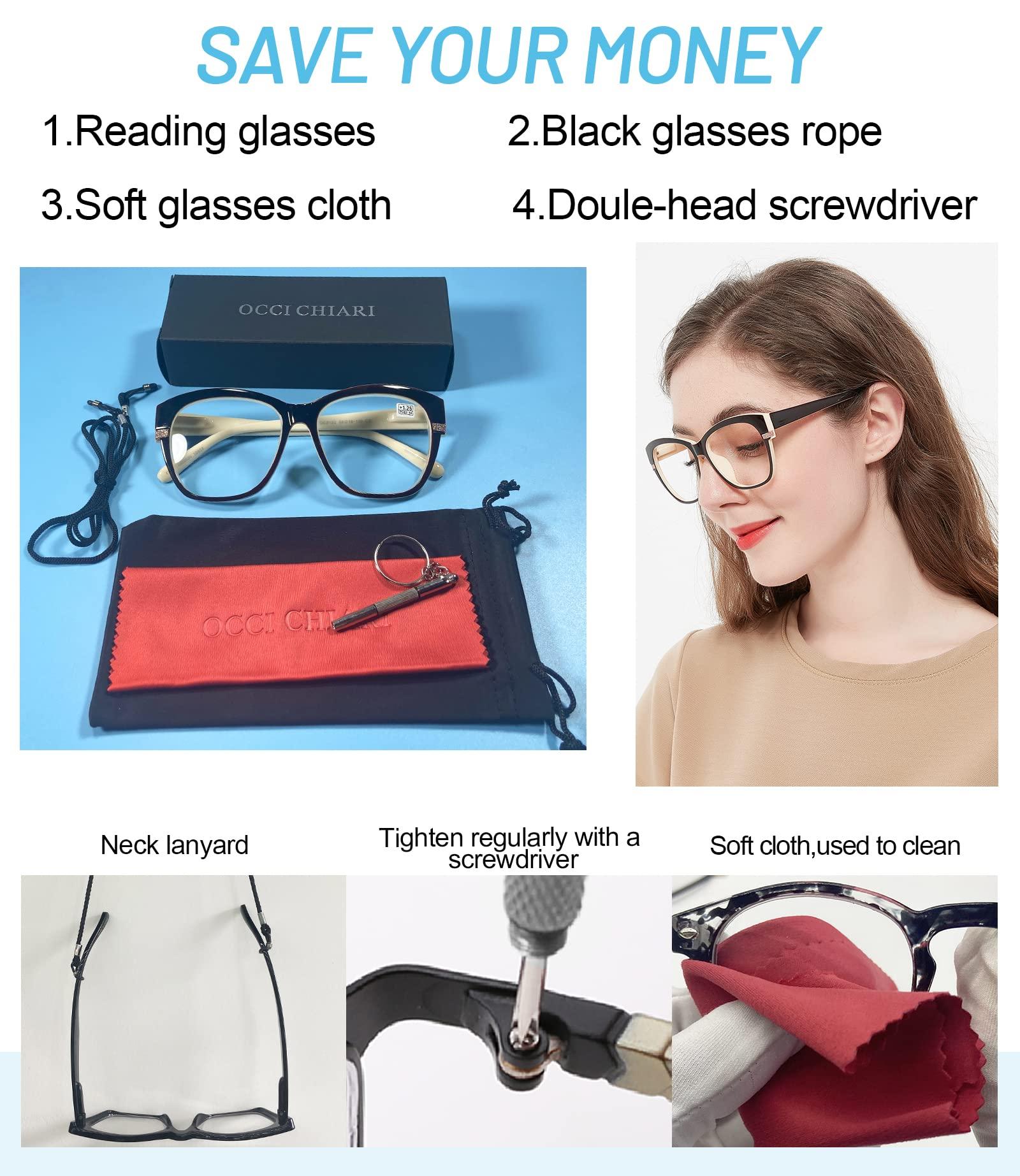 OCCI CHIARI OCCI CHIARI Big Reading Glasses Women 1.25x Fashion Readers(1.0 1.25 1.5 1.75 2.0 2.25 2.5 2.75 3.0 3.5 4.0 5.0 6.0)