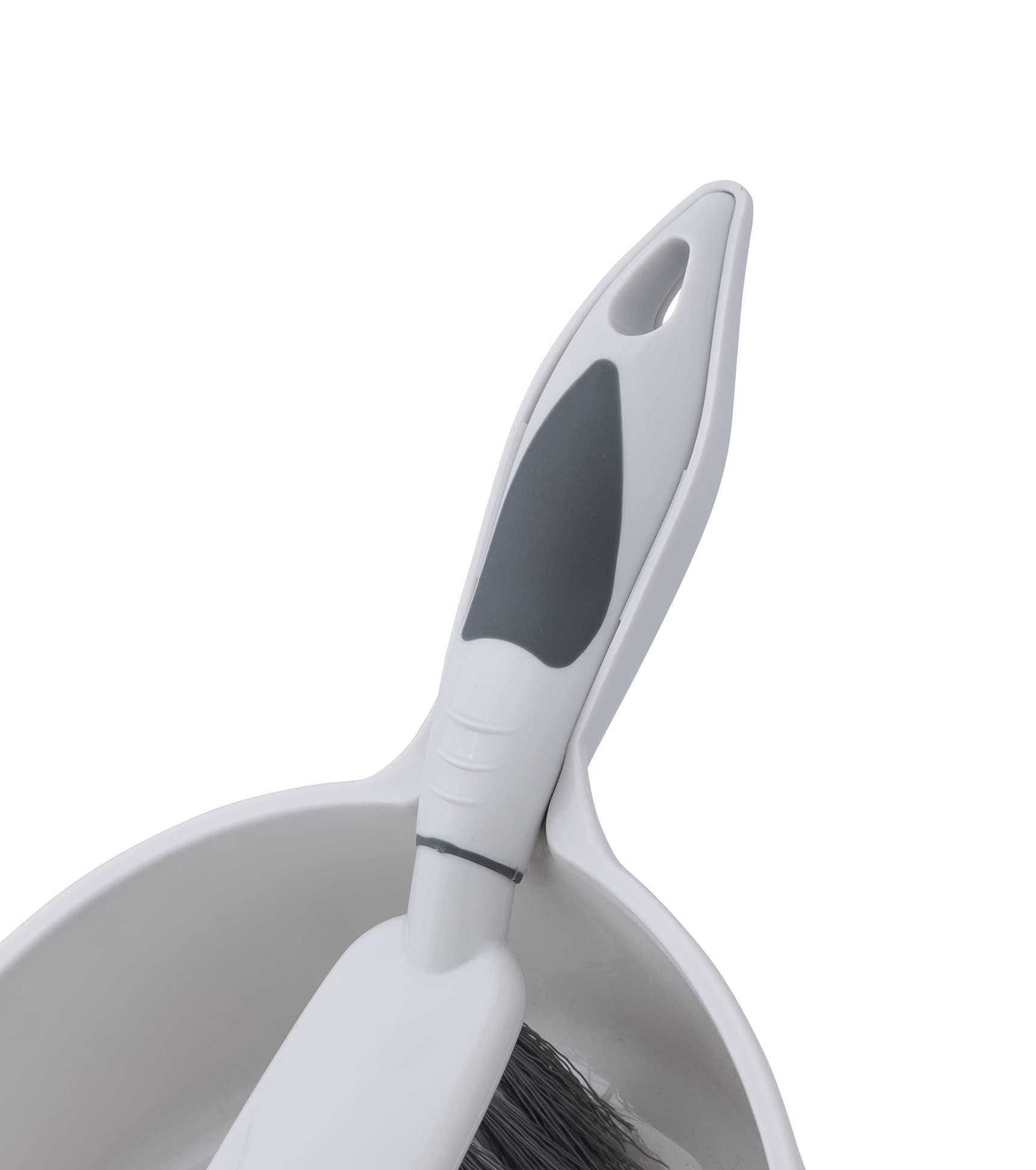 Superio Superio Brush and Dustpan Set, Rubber Edge for Easy Dirt Pickup, Durable Plastic Broom Set with Ergonomic Grip Handle, for Table, Countertop, Desk (1)