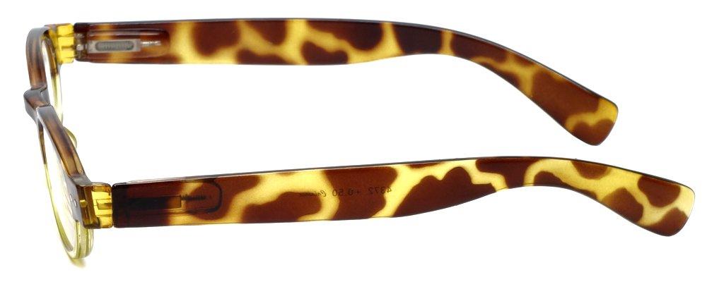 Calabria Calabria 4372 2 Color Oval European Reading Glasses&Case in Tortoise Green +4.00