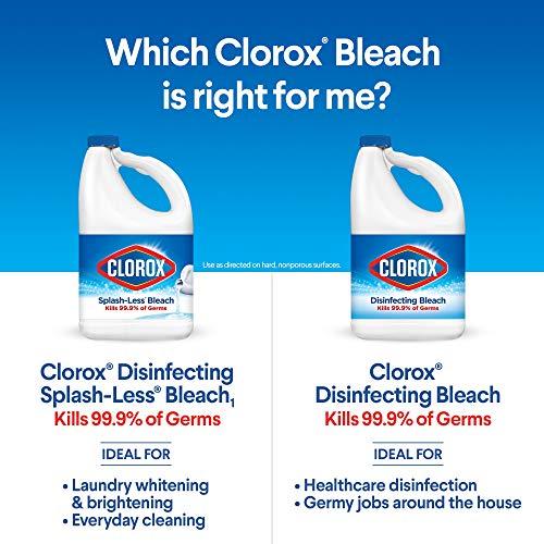 Clorox Clorox Splash-Less Bleach1, Disinfecting Bleach Kills 99.9% of Bacteria and Viruses, Regular 40 Fluid Ounce Bottle - Pack of 2 (Package May Vary)