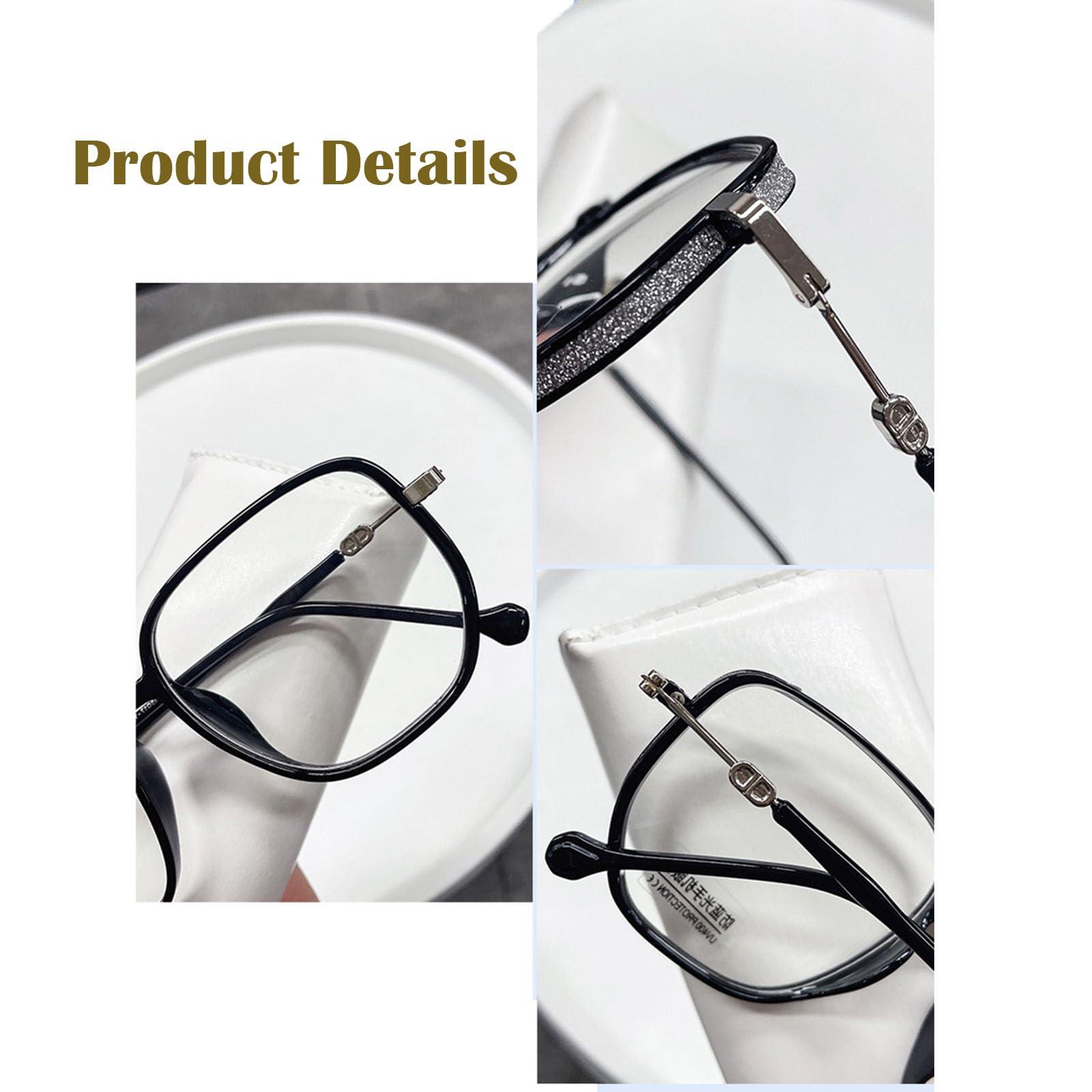 Aultink Women\'S Portable Fashion Anti-Blue Light Reading Glasses Ultra Light Reader Large Fram Multifocal Glasses (+150,White)