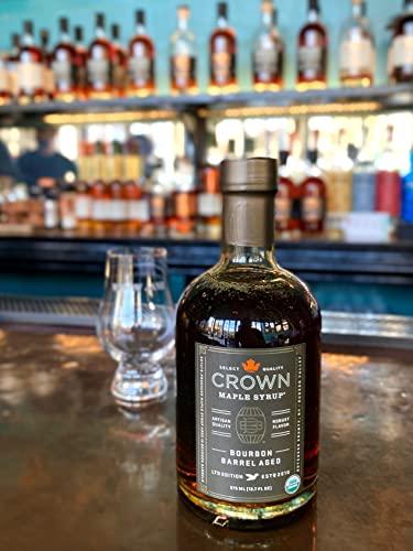 Crown Maple Crown Maple Bourbon Barrel Aged Organic Maple Syrup, Pancakes, Flavor Cocktails, Marinades and Sauces, 25 Fl Oz, (Pack of 6)