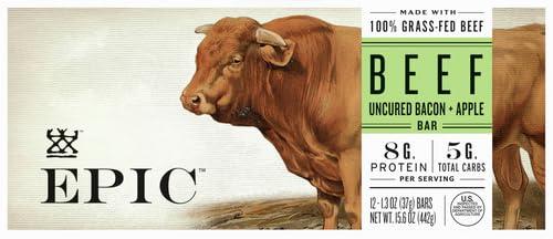 Epic Provisions Epic Beef Apple Bacon Bars, Whole30, Paleo Friendly, 12 ct
