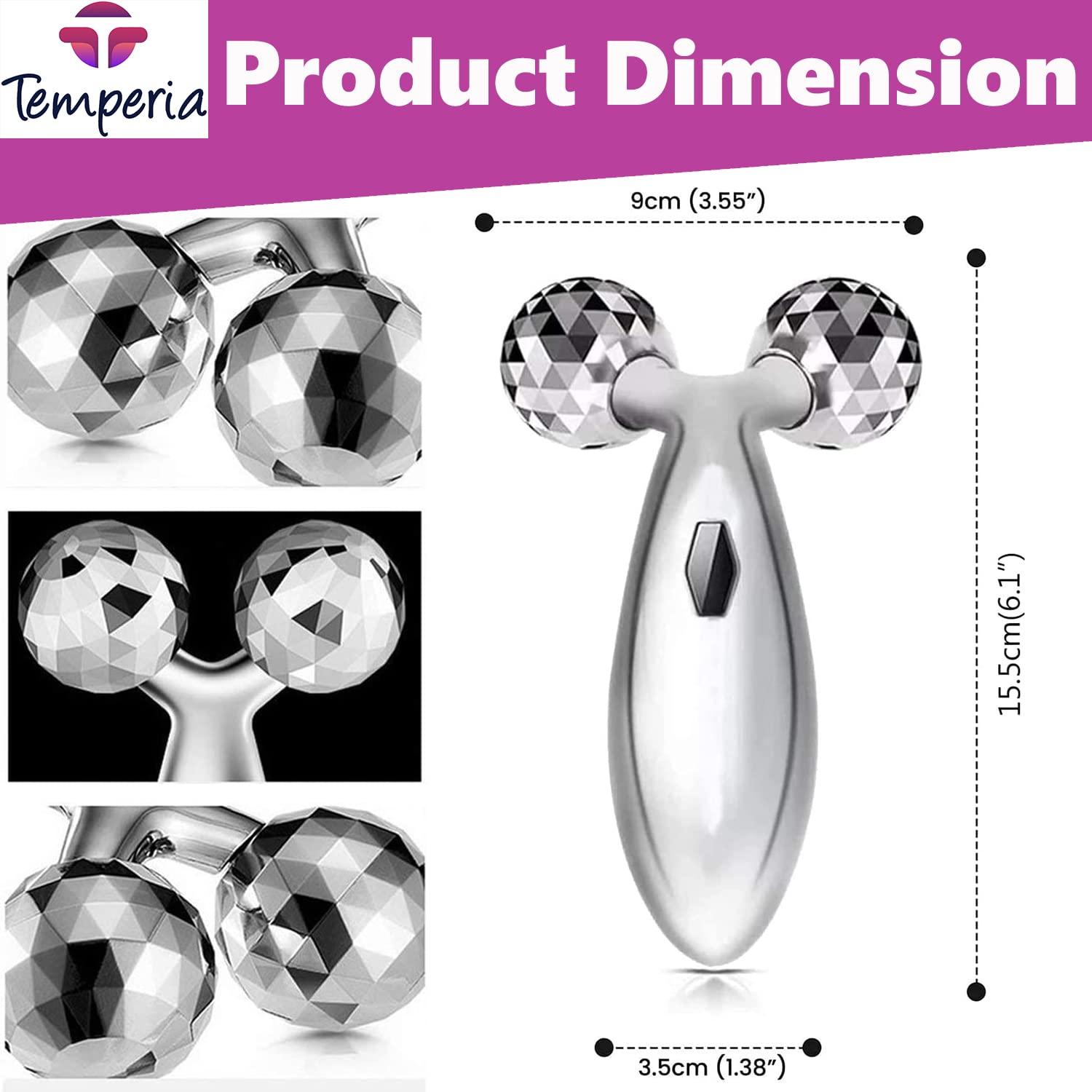 Temperia Temperia 3d Manual Face Massager For Women | Facial Massager & Face Roller For Glowing Skin | Self Care Product | Body Massage Tool, Silver