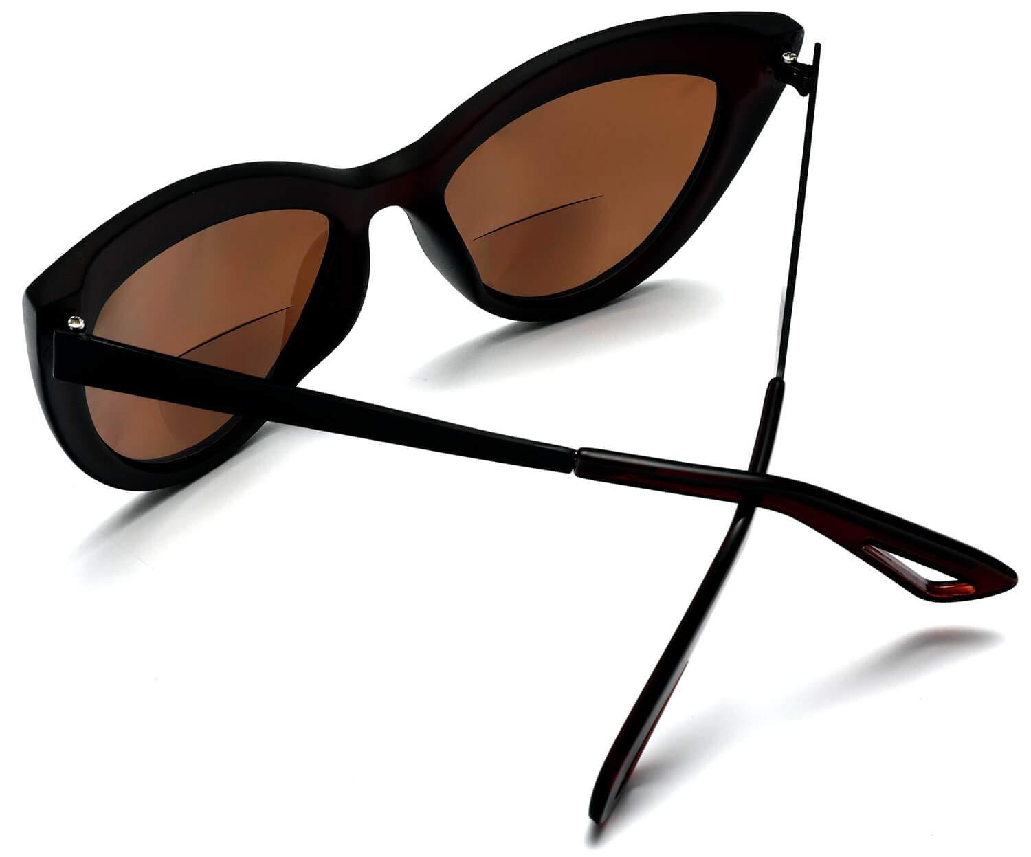 SAMBA SHADES SAMBA SHADES Bifocal Reading Sunglasses Fashion Cat Eye Sunglass Readers Oversized Women\'s CatEye Glasses Brown Rx 3.50