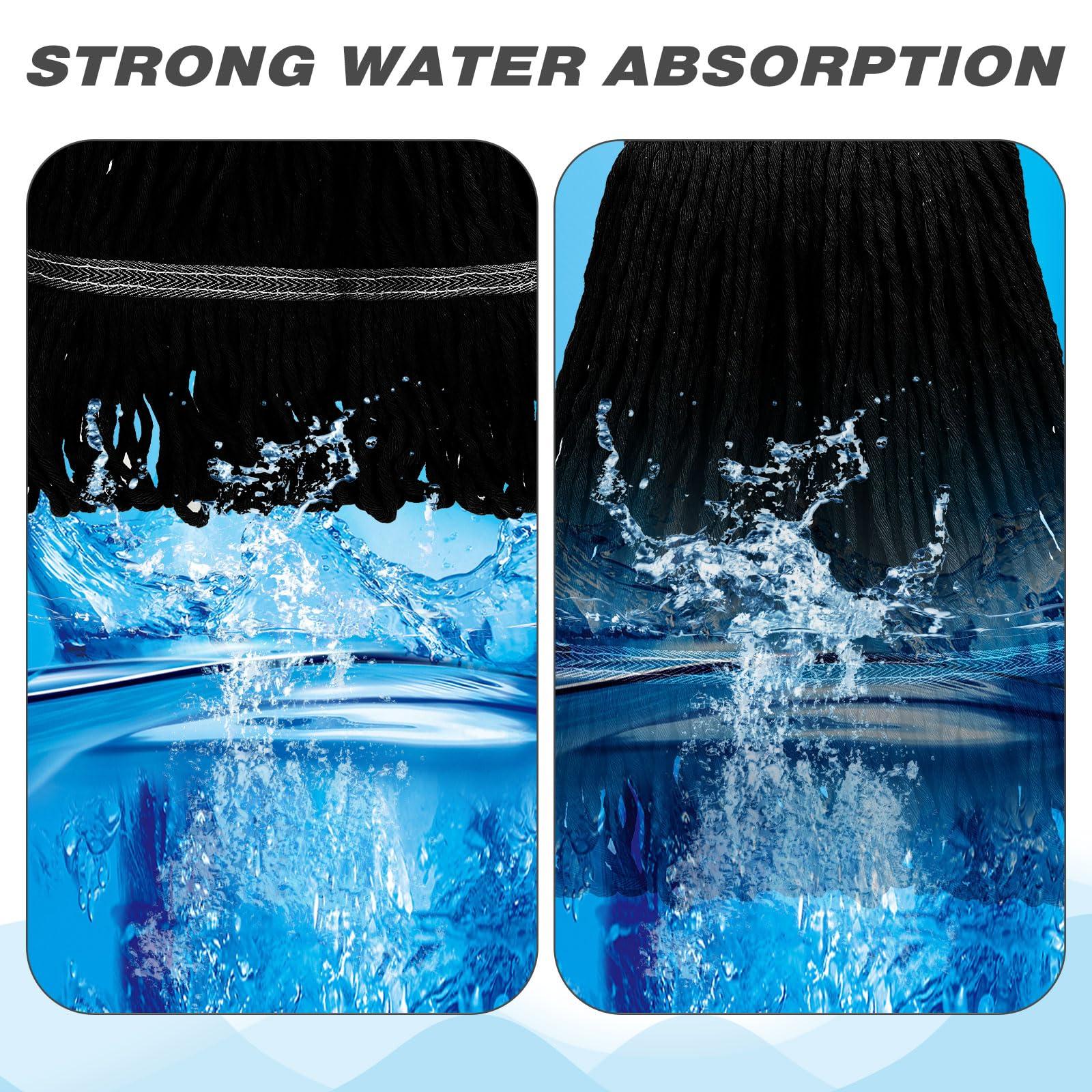 Nuogo Nuogo 10 Pcs Commercial Mop Head Replacement Floor Cleaning Wet Heavy Duty Commercial Mop Refills General Cleaning(27.6 Inch,Black)