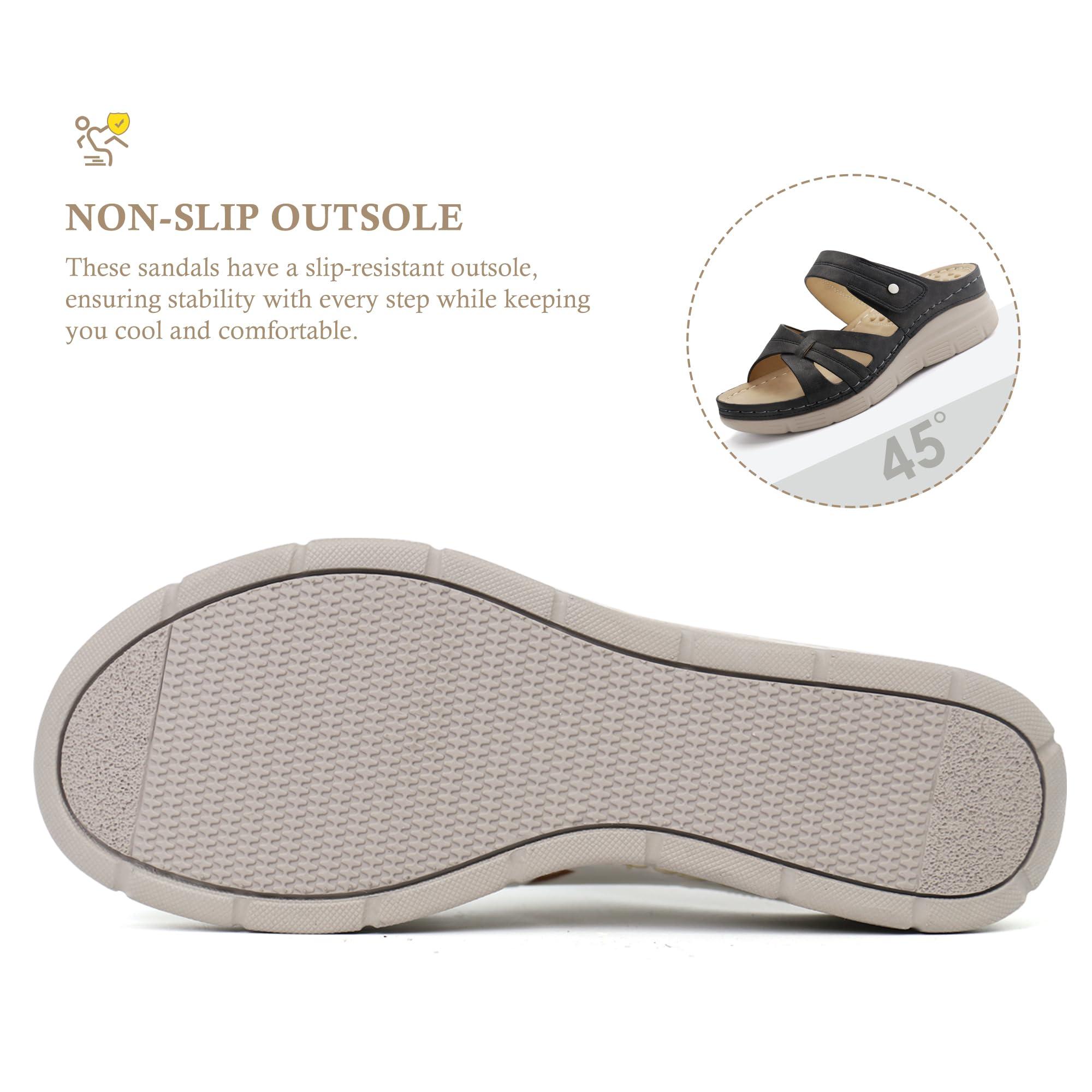 Ortho+rest Ortho+rest Women Orthotic Slides Comfortable Orthopedic Sandals Walking Sandals with Arch Support (9,Black)