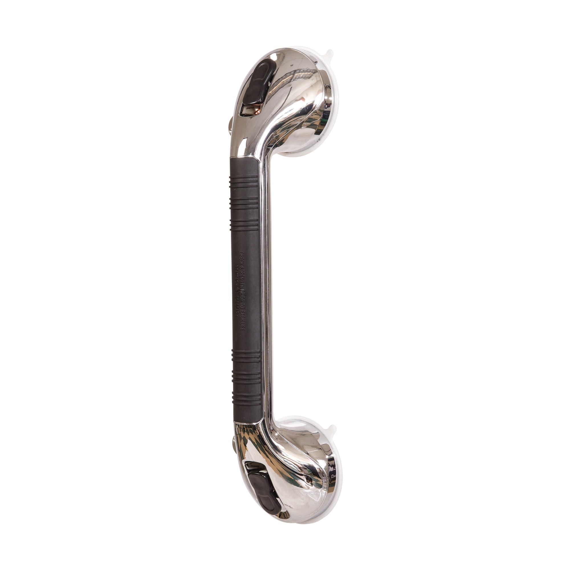 HealthSmart DMI Suction Cub Grab Bars for Bathroom, Shower Grab Bar, Shower Handles for Elderly, Grab Bars for Bathtubs and Showers, Suction Grab Bar for Shower, Tub Grab Bar, Chrome 16 Inch