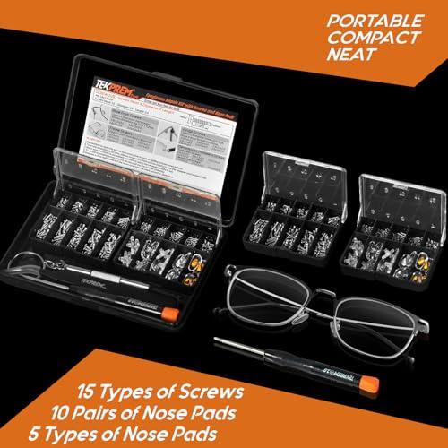 TEKPREM TEKPREM Magnetic Eyeglass Repair Tool Kit, Eye Glasses Repairing Screwdriver Set with Eyeglass Screws,Silicone Nose Pads,Tweezer,Small Screwdriver for Eyeglasses,Sunglasses and Nose Pads Replacement