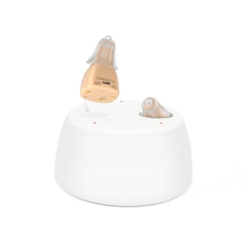 BEVI BEVI Rechargeable Hearing Aids for Adults Seniors, OTC Hearing Aids for Adults Seniors Rechargeable with Noise Cancelling, Invisible Hearing Aid Beige