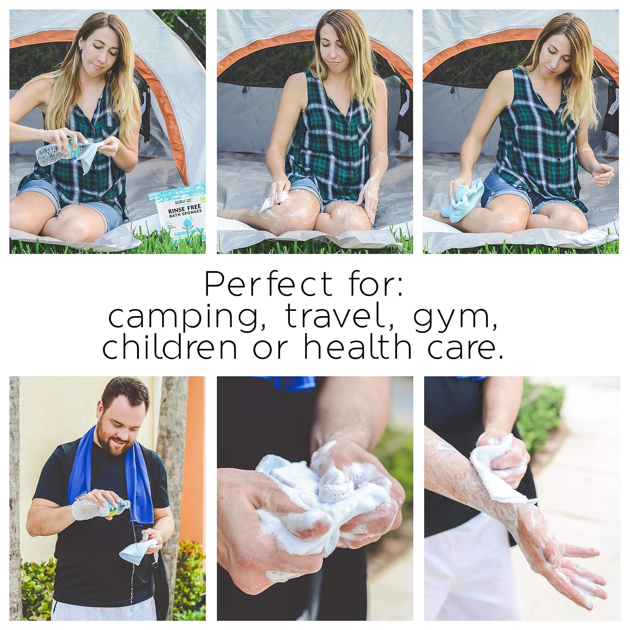 Scrubzz Scrubzz Rinse Free Bathing Sponges and Coconut Vanilla Shampoo Cap Bundle for Eldery Bedridden and Post Surgery Patients