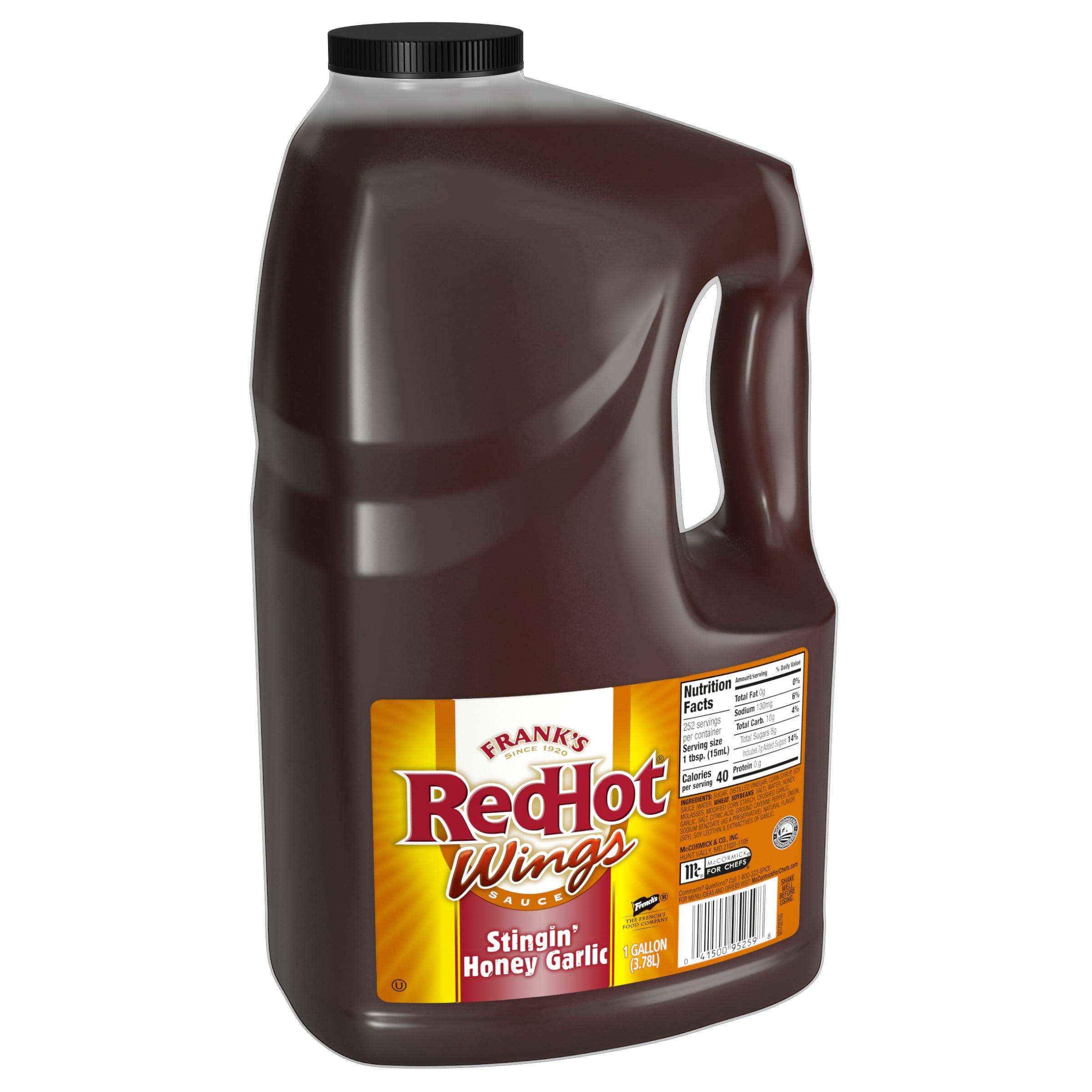 Frank's RedHot Frank\'s RedHot Stingin\' Honey Garlic Sauce, 1 gal (Pack of 2) - Two Gallon Bulk Containers of Stingin\' Honey Garlic Sauce for Entrees, Sides, Veggies, Wings, Bar Bites, and Dipping Sauces
