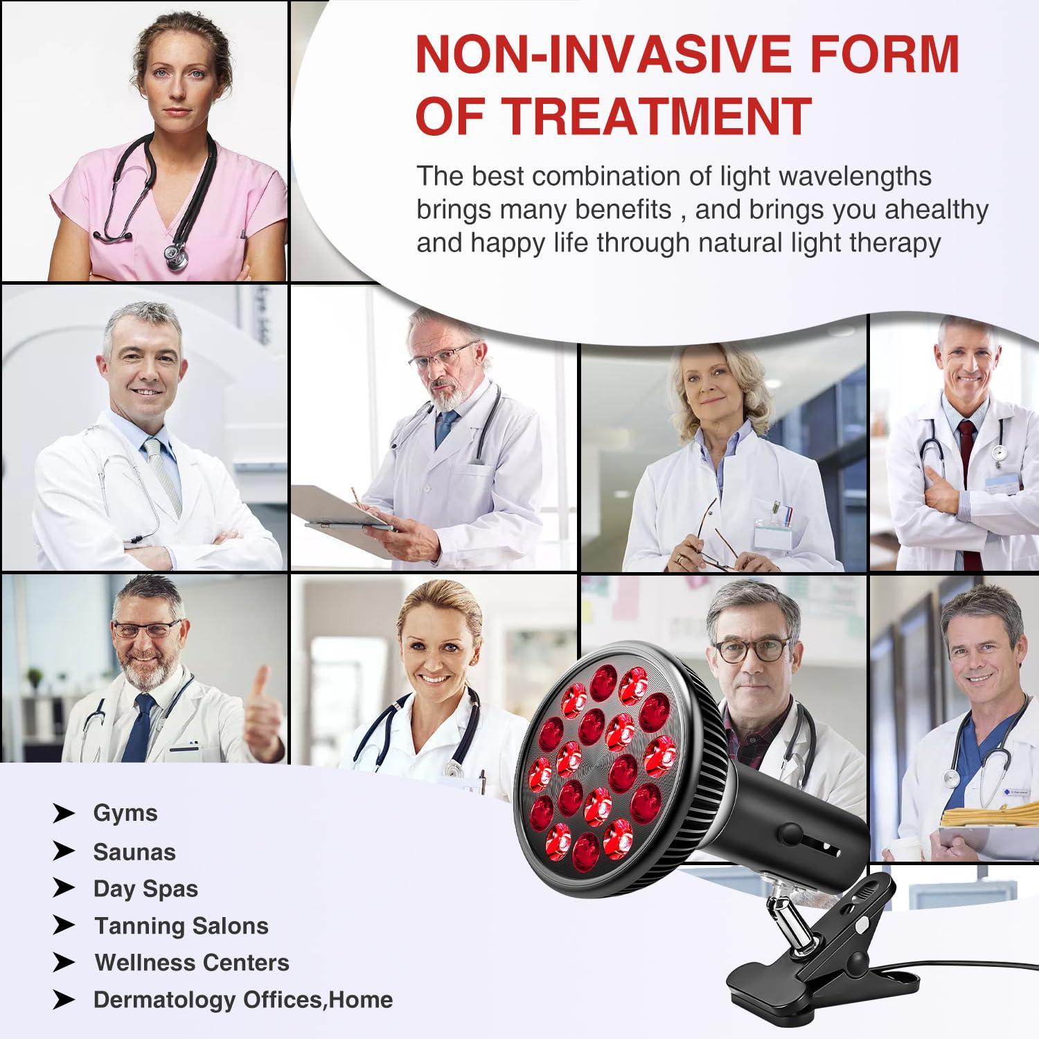 Aumtrly Aumtrly Red Light Therapy with Clip, Infrared Light Therapy Lamp for Body and Face Use, 660nm Red and 850nm Near Infrared Red Light Therapy Lamp, Red Light Therapy Device with Adjustable Socket