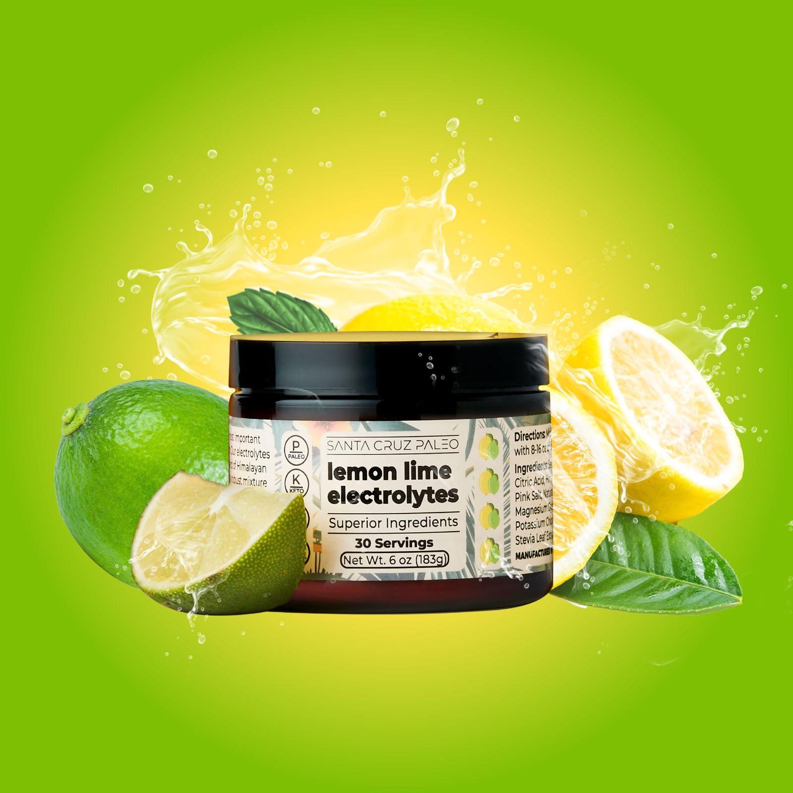 Santa Cruz Paleo Santa Cruz Paleo Electrolyte Powder Lemon Lime with Himalayan & Sea Salt, Magnesium, Potassium, Sugar-Free, 30 Servings