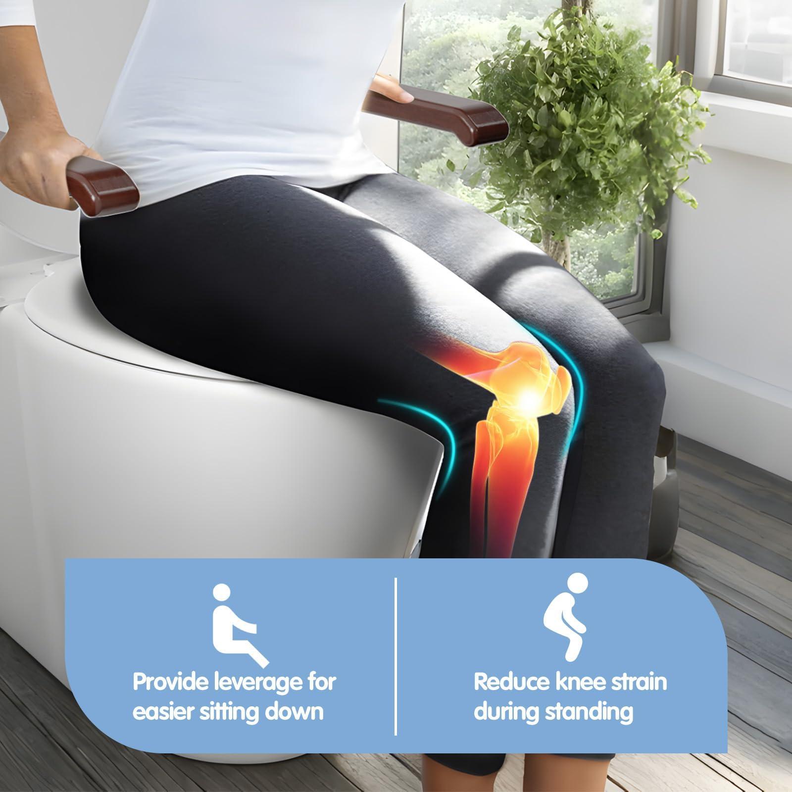 HWAEYEM Toilet Safety Rails for Seniors520lbs), Adjustable Toilet Handle for The Elderly and Disabled, Handicap Toilet Safety Frame Grab Bars, Toilet Support Rails