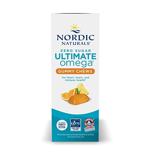 Nordic Naturals Nordic Naturals Zero Sugar Ultimate Omega Gummy Chews, Tropical Fruit, 54 Gummies, Supports Heart, Brain, and Immune Health, Non-GMO, Vegetarian, 27 Servings