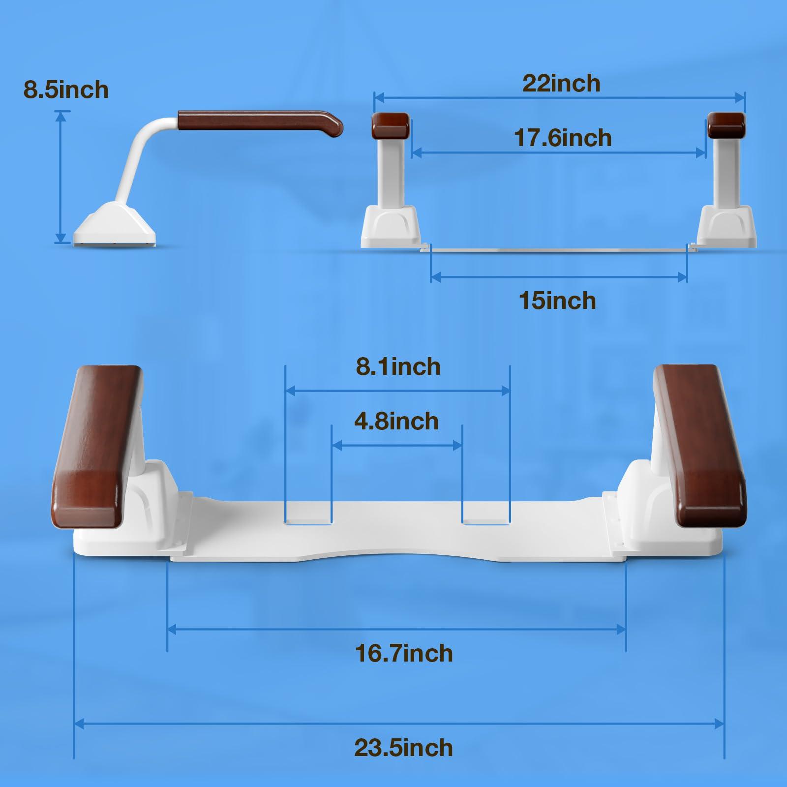 HWAEYEM Toilet Safety Rails for Seniors520lbs), Adjustable Toilet Handle for The Elderly and Disabled, Handicap Toilet Safety Frame Grab Bars, Toilet Support Rails