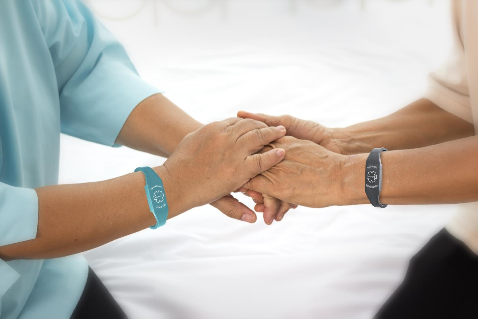 Universal Medical Data Elite II USB Medical Alert Bracelet Hypoallergenic Silicone Wristband w/ 2GB Waterproof Flash Drive, Engraved ID Plate, and Emergency Medical Card Access to Personal Health Record Portal, Gray