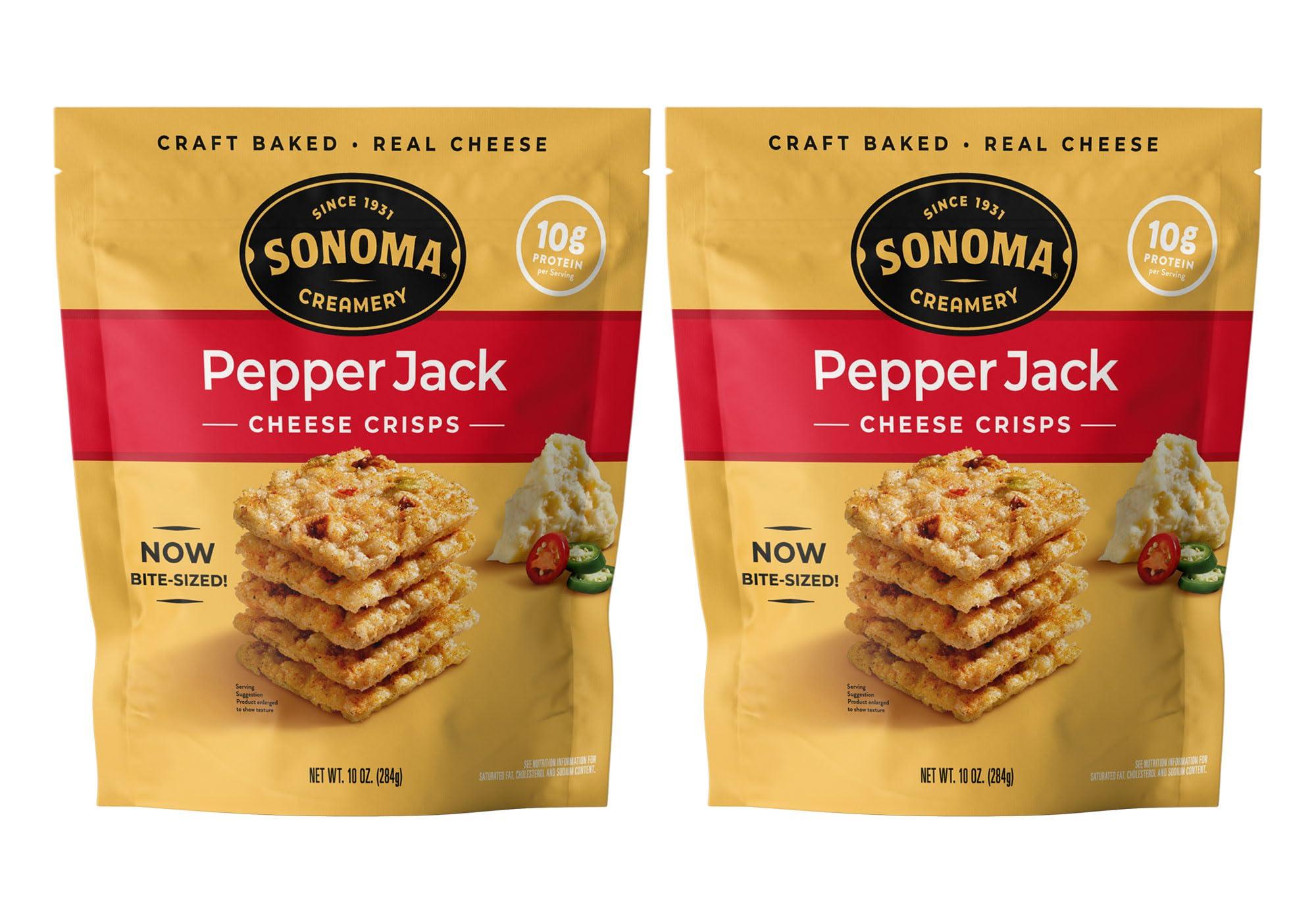 Sonoma Creamery Sonoma Creamery - Cheese Crisps, Pepper Jack, 10 Oz (2 Count) | Savory Snack Cracker | High Protein | Low Carb | Gluten Free | Wheat Free
