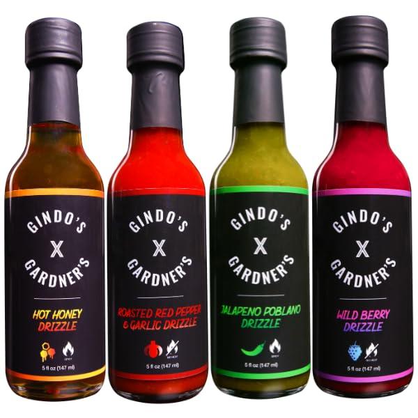 Gardner\'s Wisconsin Cheese Gardner\'s Wisconsin Cheese, Drizzle Sauce Variety Pack - 4 Pack - Hot Honey, Roast Red Pepper & Garlic, Jalapeno Poblano, Wild Berry - Pairs with Oven Baked Cheese