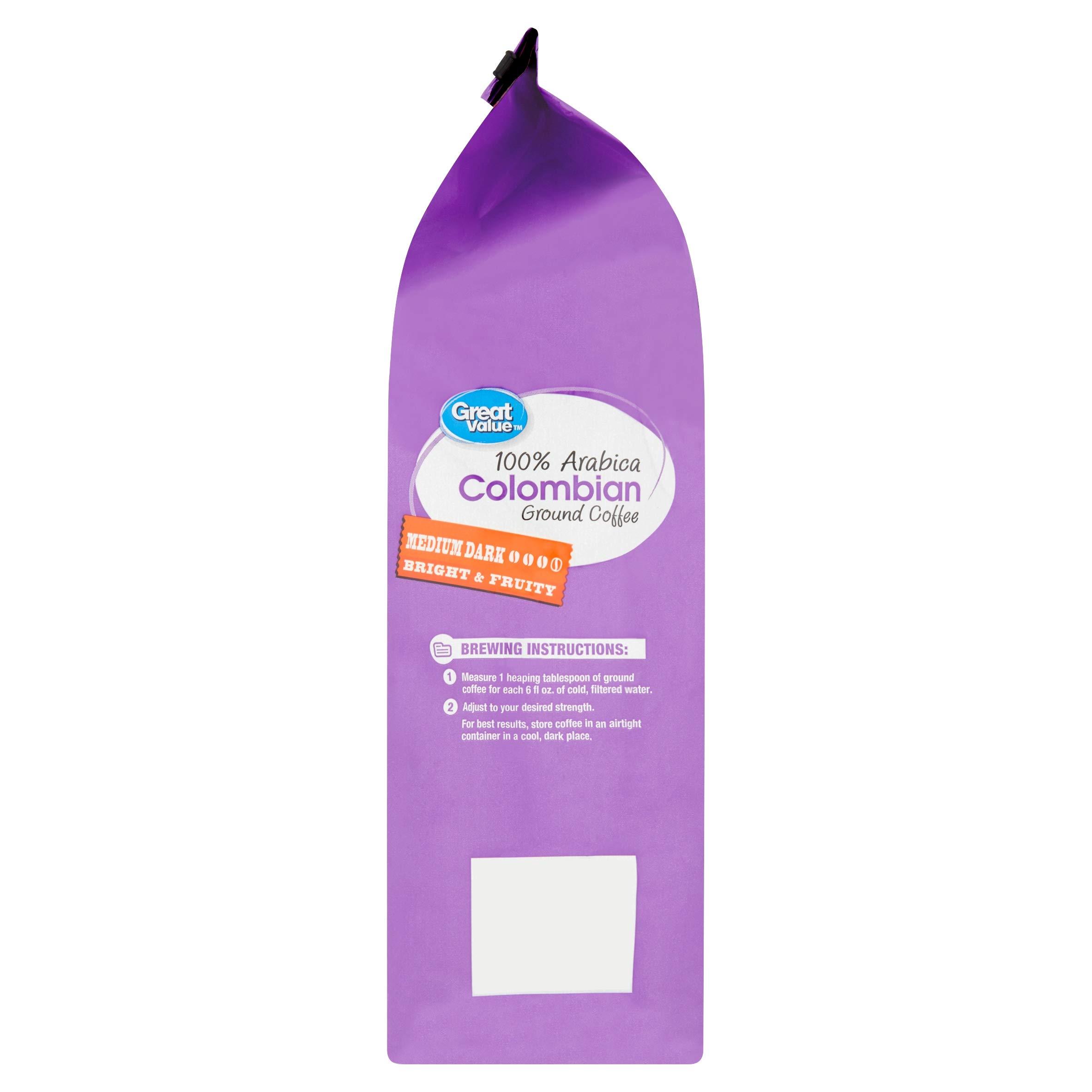 Great Value Great Value 100% Arabica Colombian Medium Dark Ground Coffee - 32 oz. (Pack of 2)