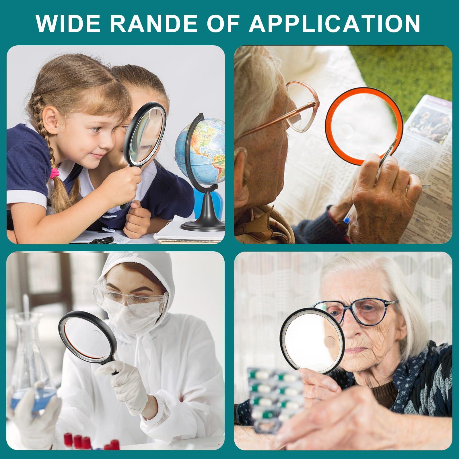 GABORISH Large Magnifying Glass with 37 LED Light, 10X 20X 45X Handheld Illuminated Lighted Magnifier for Seniors Reading, Inspection, Coins, Exploring Close Work