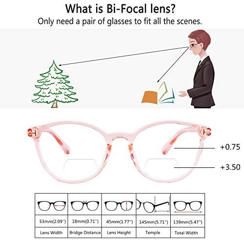 VisionGlobal VisionGlobal Bifocal Reading Glasses for Men and Women - Stylish Retro Oval Computer Readers (Up+0.75/Down+3.50)