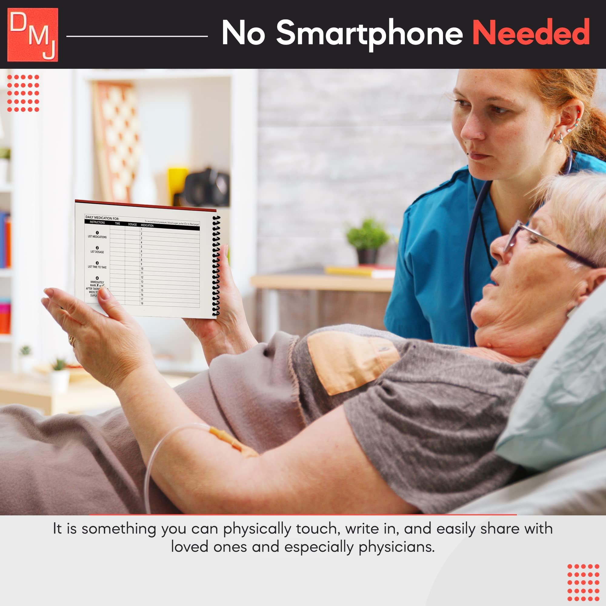 Daily Medication Journal (DMJ) Daily Medication Journal - Medication Tracker, Blood Pressure Log Book, Medication Log Book, Vital Signs and Blood Sugar Tracking, 12 Month Medical Journal, Compact Size, Spiral Bound, Made in USA
