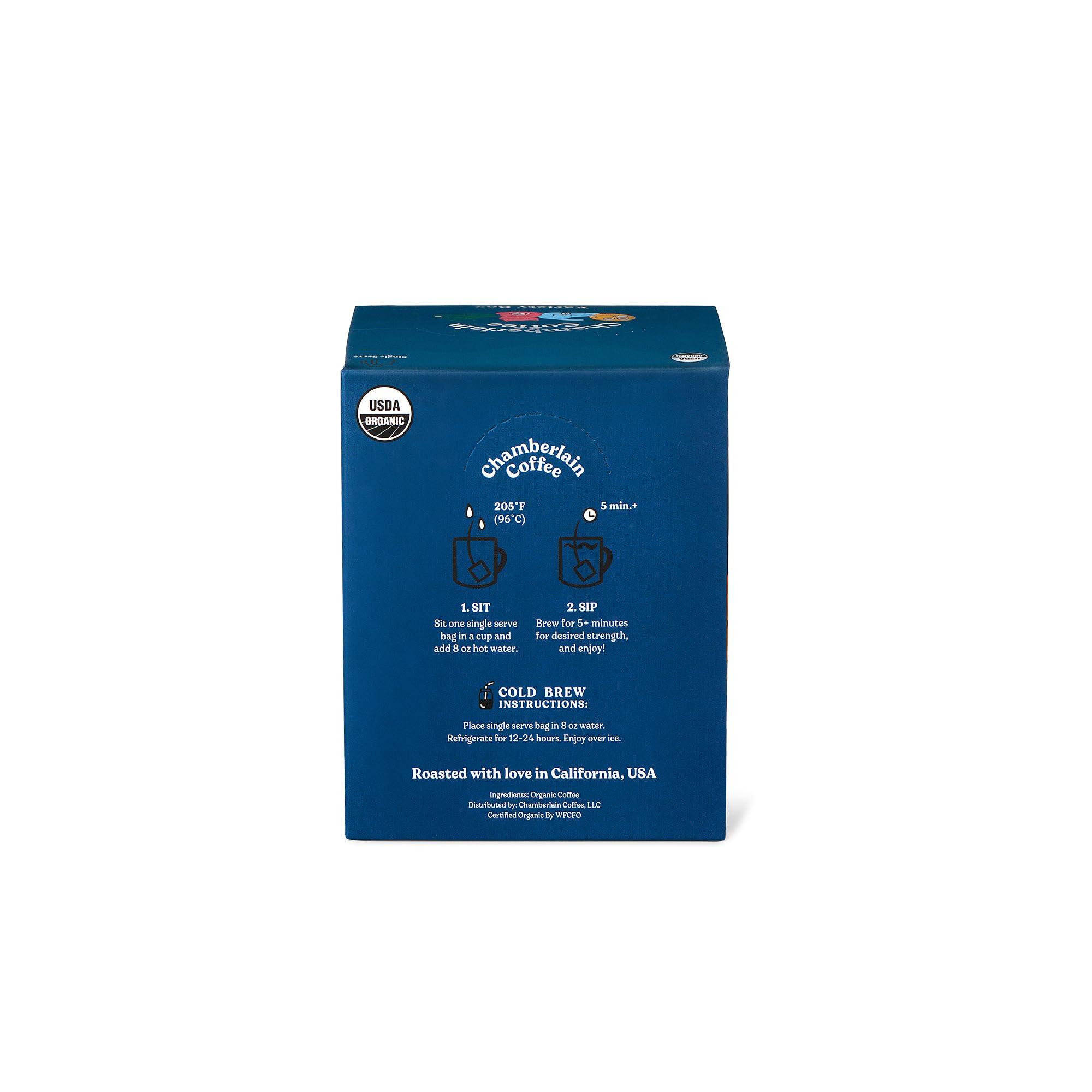 Chamberlain Coffee Chamberlain Coffee Variety Box Single Serve Bags - Includes 5 Blends, Original Family Blend, Early Bird Blend, Night Owl Blend, Careless Cat Blend, Social Dog Blend - 10 Single Serve Cold Brew Sachets