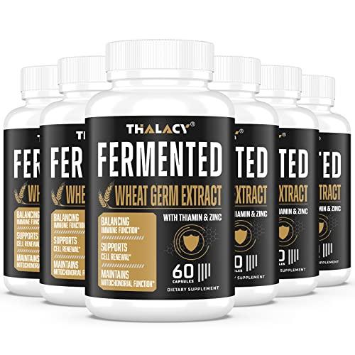 Thalacy Spermidine Supplements 13mg - 1300mg Wheat Germ Extract Capsules Potent Formula with Higher Spermidine Content and Zinc for Healthy Aging, Daily Immune System and Cell Renewal (6 Pack)