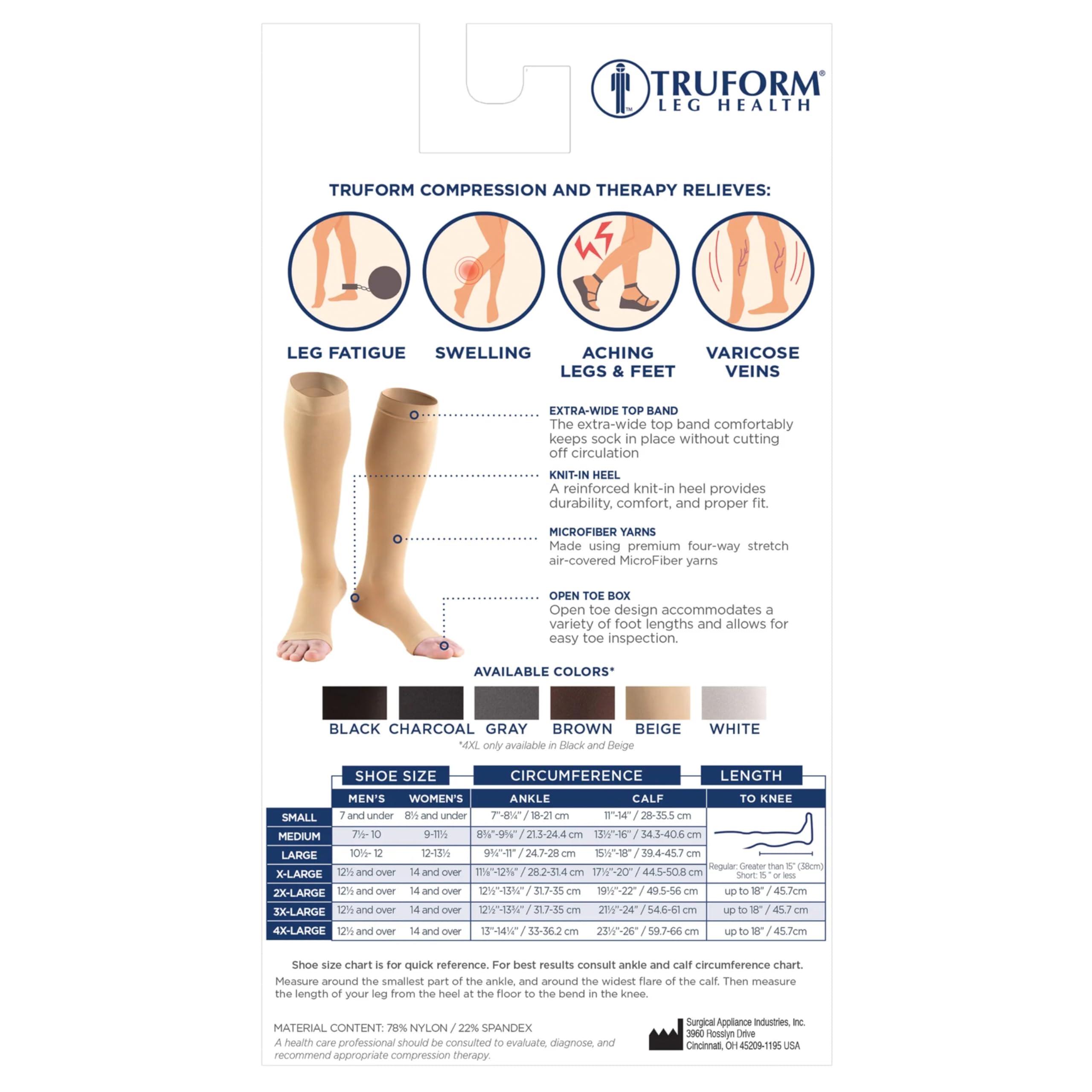Truform Truform Compression 20-30 mmHg Knee High Open Toe Stockings Beige, X-Large - Short, 2 Count (0865S-XL 2PK)