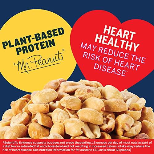 Planters PLANTERS Lightly Salted Dry Roasted Peanuts, Party Snacks, Plant Based Protein 16oz (4 Jars)