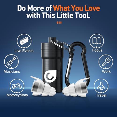 Reure Reure High Fidelity Concert Ear Plugs, Noise Cancelling Silicone Ear Plugs 2 Pairs Great for Concerts Loud Music, Musicians, Motorcycles, Airplanes, Raves, Hearing Protection -20 dB
