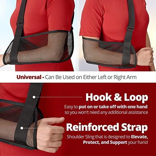 MEDca Mesh Arm Shoulder Sling - Shoulder Immobilizer for Shower - Adjustable Arm Brace Support for Rotator Cuff, Elbow and Other Injury Right/Left & Splint Elevation Support for Men and Women