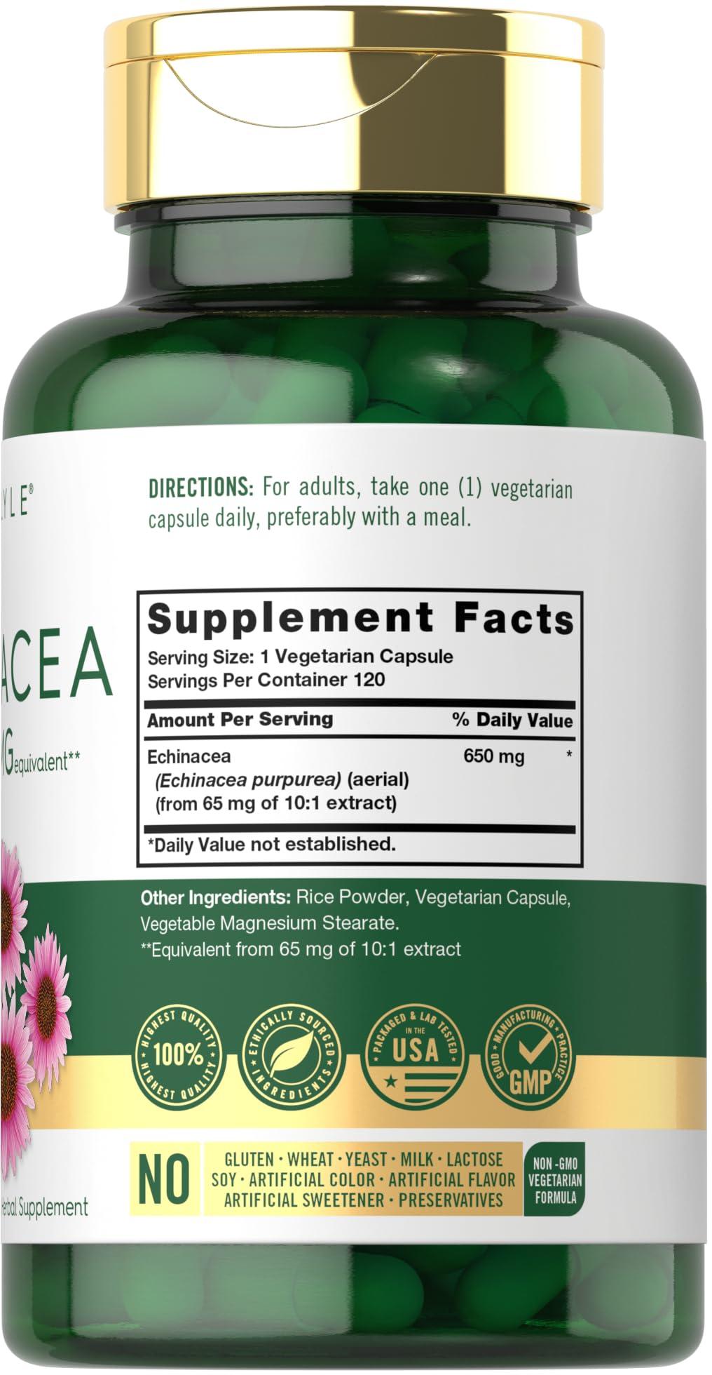 Carlyle Carlyle Echinacea Capsules 650mg | 120 Count | Non-GMO & Gluten Free Supplement