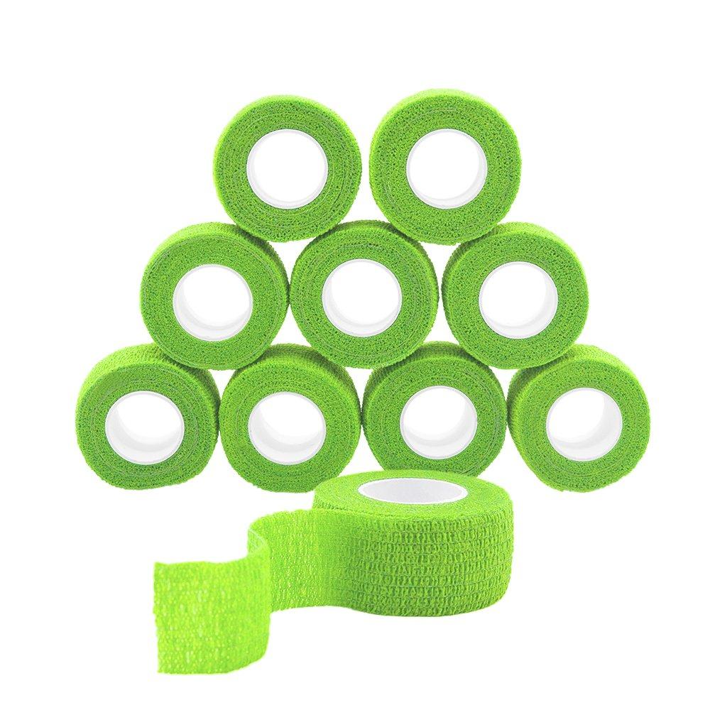 GooGou GooGou Self Adhesive Wrap Bandage Cohesive Bandage Breathable Self Adherent Wrap for Sprain Swelling and Soreness on Wrist and Ankle 10PCS 1 in X 14.7 ft (Green)