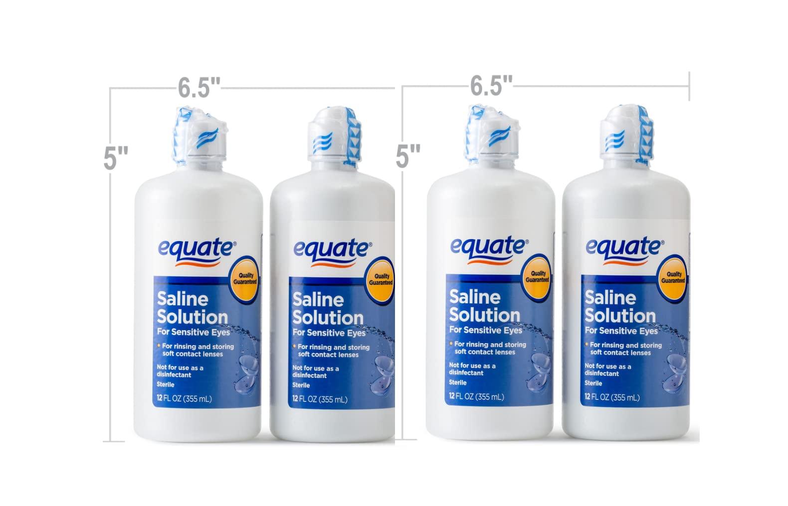 Bausch+Lomb Equate Saline Solution for Sensitive Eyes, 12 FL Oz Bottles, ( 2 Twin Pack ) Total 4 Count, Complete and Proper Eye Care Solution