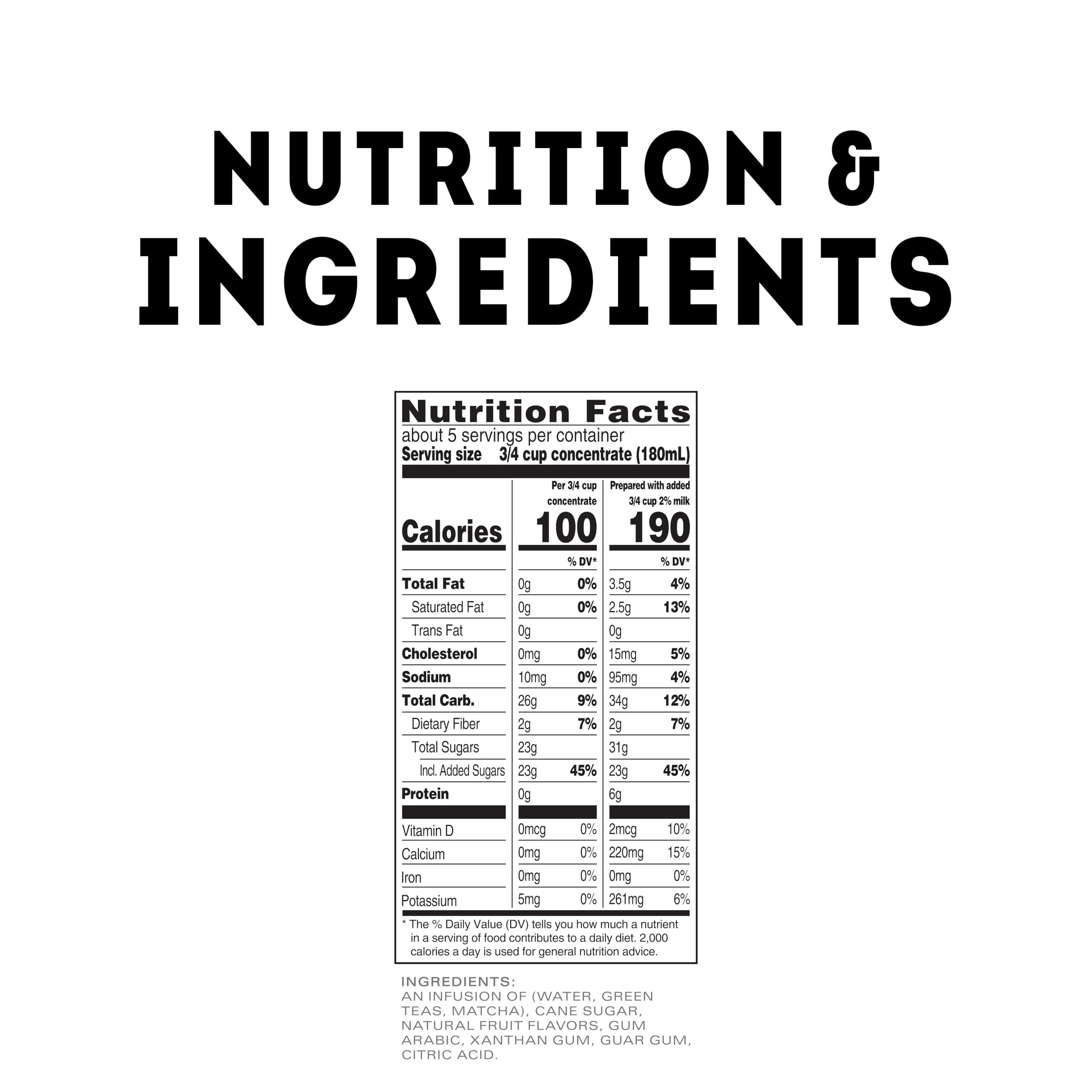 TAZO TAZO Green Tea Matcha Latte Concentrate, Easy-to-Serve Matcha Tea for Everyday Lattes, Mocktails, Hot or Iced, 32 oz Carton (Pack of 2)