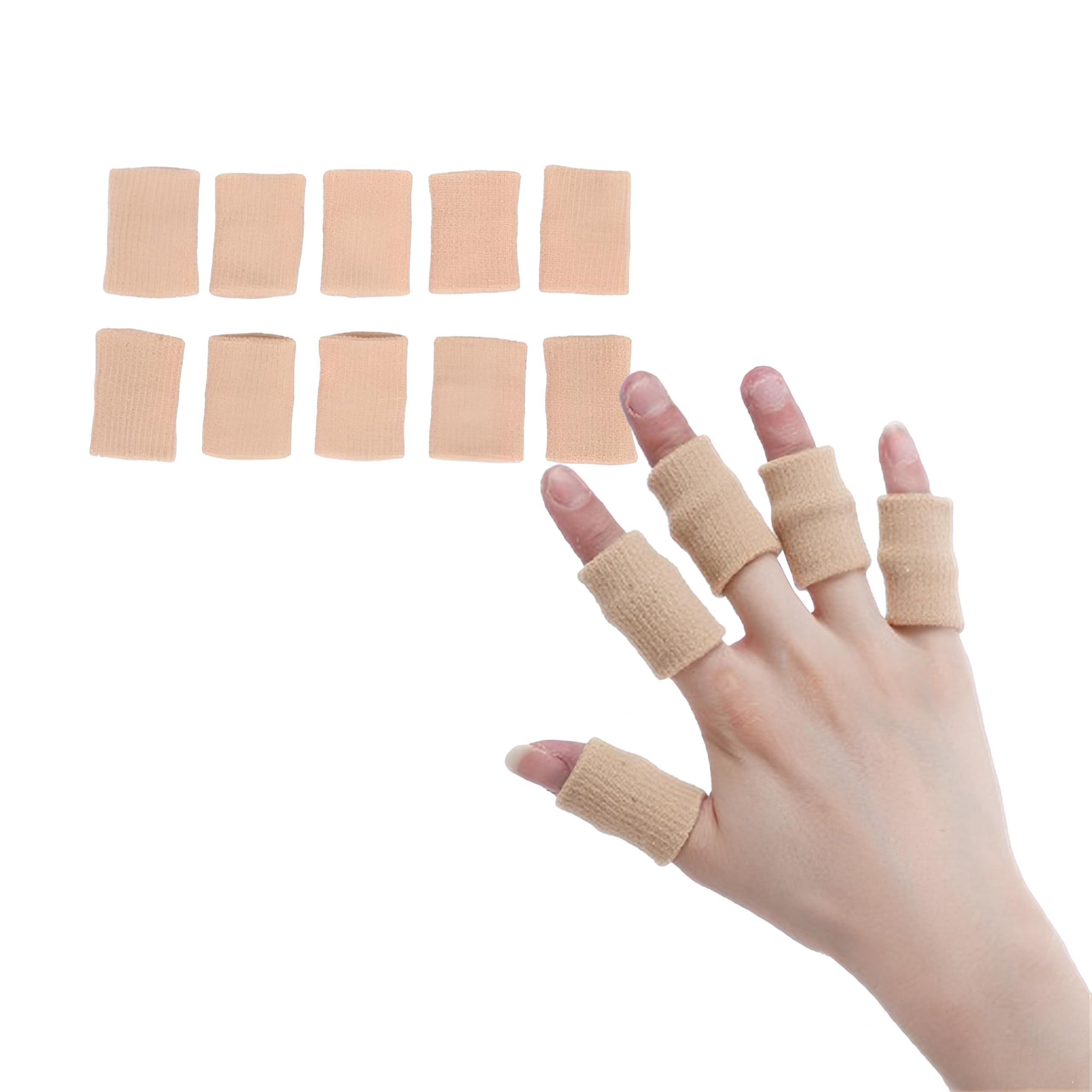 ZJchao 10Pcs Sport Basketball Trigger Finger Splint, Finger Protector Support Sleeves for Trigger Finger, Hand Eczema, Finger Cracking, Finger Arthritis (Skin)