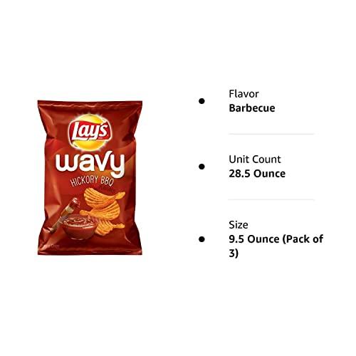 Lay's Frito Lay, Lay's, Wavy, Hickory Barbecue Flavored Potato Chips, 9.5oz Bag (Pack of 3)