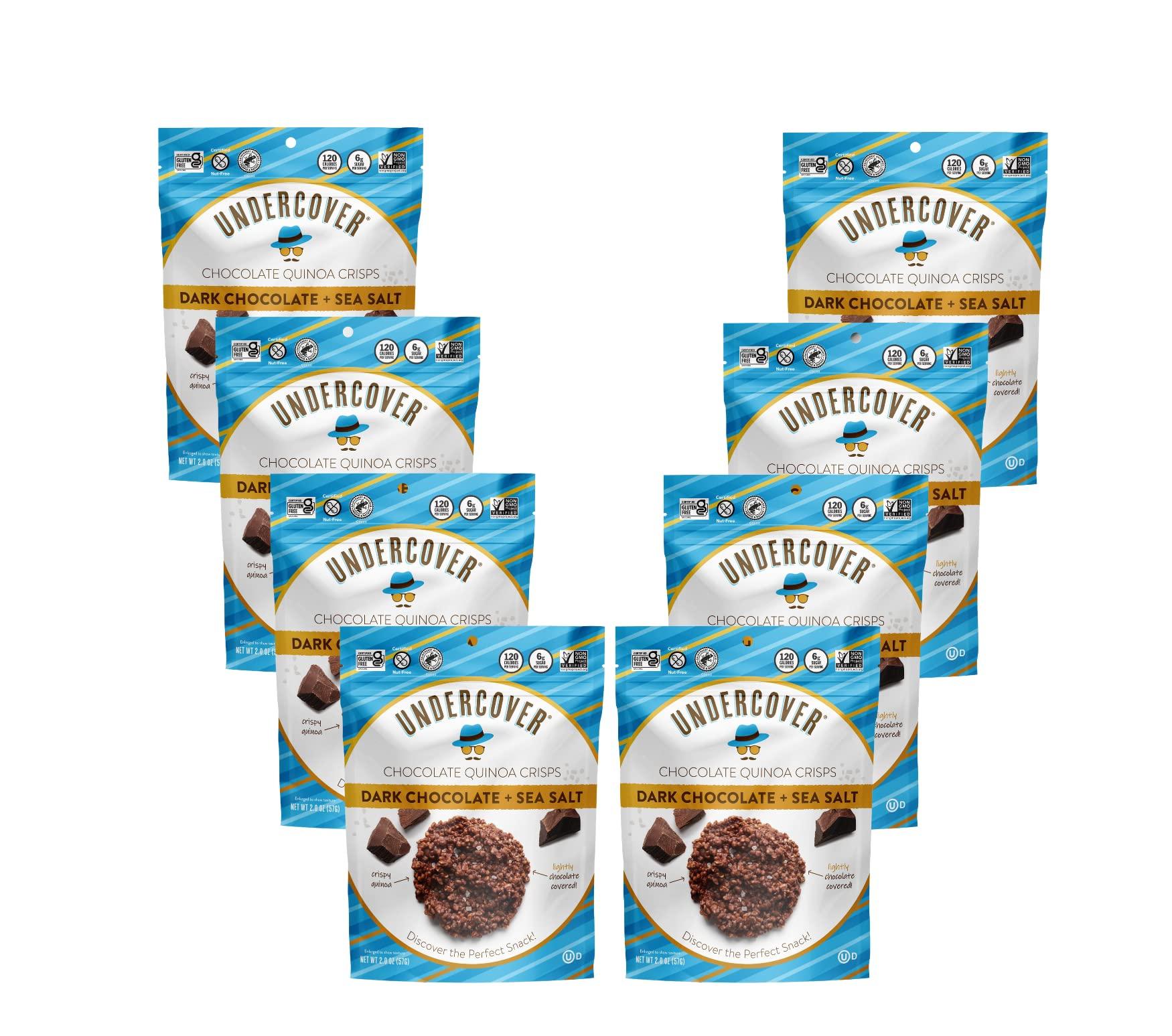 UNDERCOVER CHOCOLATE CO ZZSZRPMACV, UNDERCOVER Chocolate Crispy Quinoa Snack - DARK CHOCOLATE + SEA SALT - Gluten-Free, Nut-Free Bags, 2 Ounce (Pack of 8)