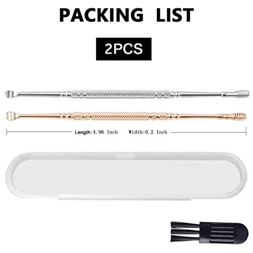 TFK.XTAY Spring Ear Wax Cleaner Tool Set Ear Cleaner Ear Cleaner Tool Ear Wax Removal Spoon Double Ended with Stainless 360 Spiral Ear Massage Cleaning Tool Ear Cleaner Cleaning Brush and Storage Box 2PCS