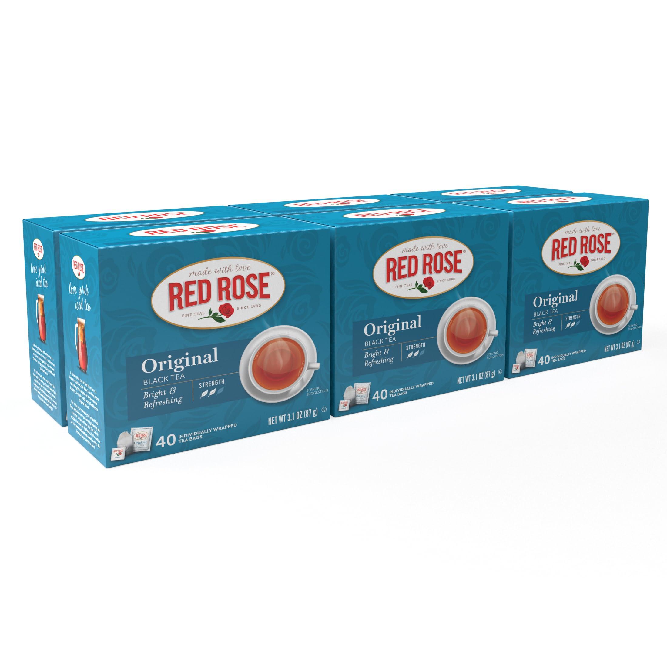 Red Rose Red Rose Original Full Flavored Black Tea Specially Blended Strong Black Tea with 40 Tea Bags Per Box Pack of 6 Contain