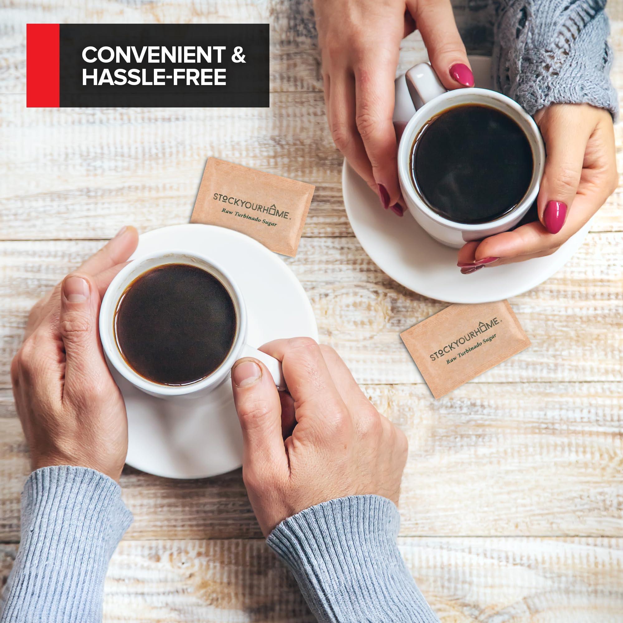 Stock Your Home Bulk Sugar Packets, 500 Count - Individual Servings of Turbinado Sugar Packets for Coffee & Tea, Granulated Brown Raw Sugar Packs Great for Restaurants, Coffee Shops, Offices, and More